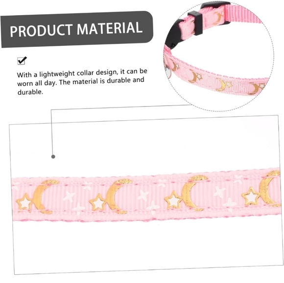 Pink Moon & Stars w/ Pendant Cat Collar - Picture 2 of 6